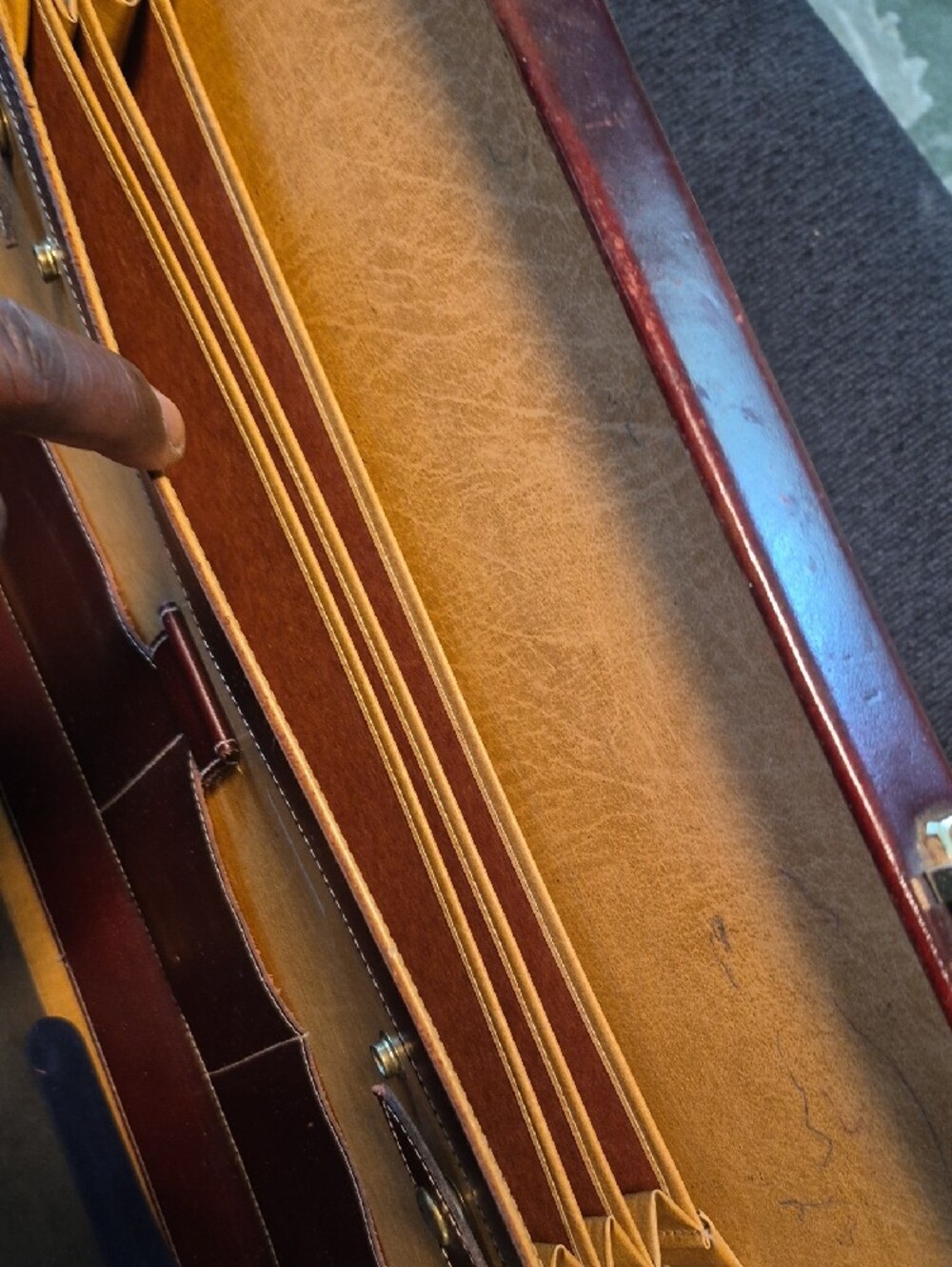 Classic Brown Leather Briefcase with Gold Hardware - Picture 11 of 15